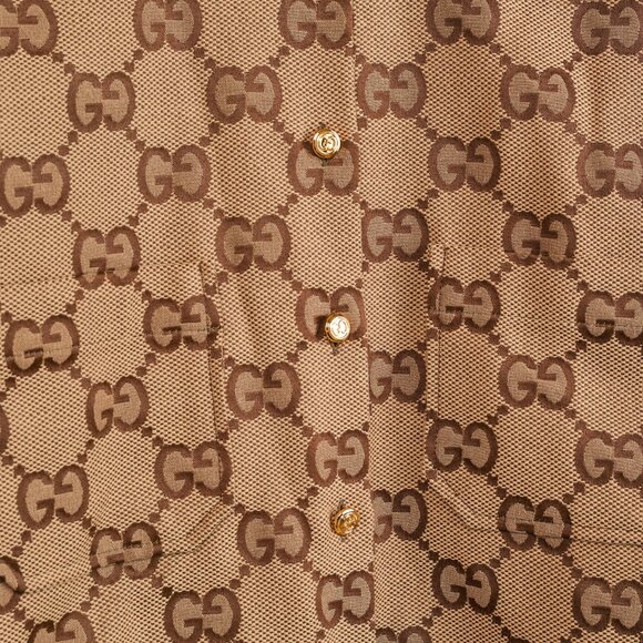 Gucci Camel Ebony Maxi GG Canvas Utility Shirt - Picture 7 of 15